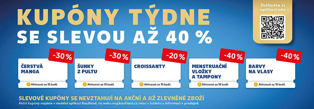 Kupóny týdne se slevou až 40 % - slevové kupóny se nevztahují na akční a již zlevněné zboží