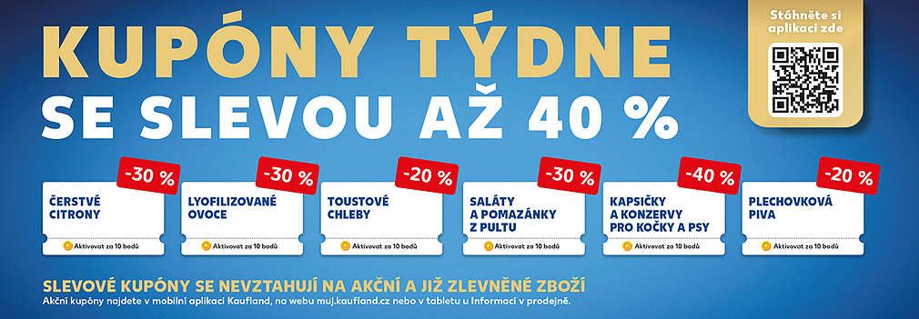Kupóny týdne se slevou až 40 % - slevové kupóny se nevztahují na akční a již zlevněné zboží