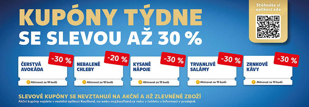 Kupóny týdne se slevou až 30 % - slevové kupóny se nevztahují na akční a již zlevněné zboží