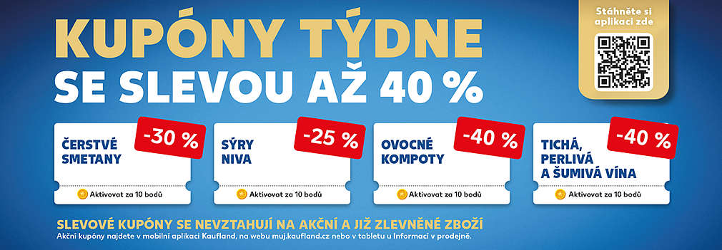 Kupóny týdne se slevou až 40 % - slevové kupóny se nevztahují na akční a již zlevněné zboží