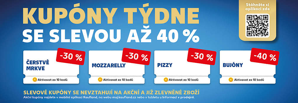 Akční kupóny za body v aplikaci Kaufland Card se slevou až 40%