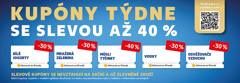 Kupóny týdne se slevou až 40 % - slevové kupóny se nevztahují na akční a již zlevněné zboží