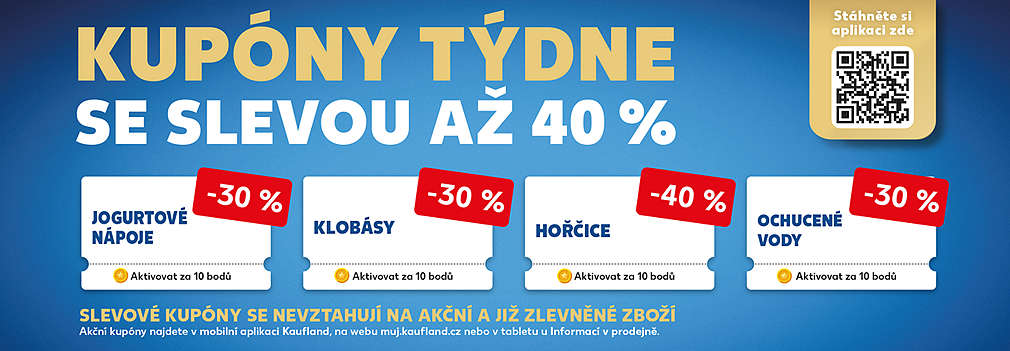 Akční kupóny za body v aplikaci Kaufland Card se slevou až 40%