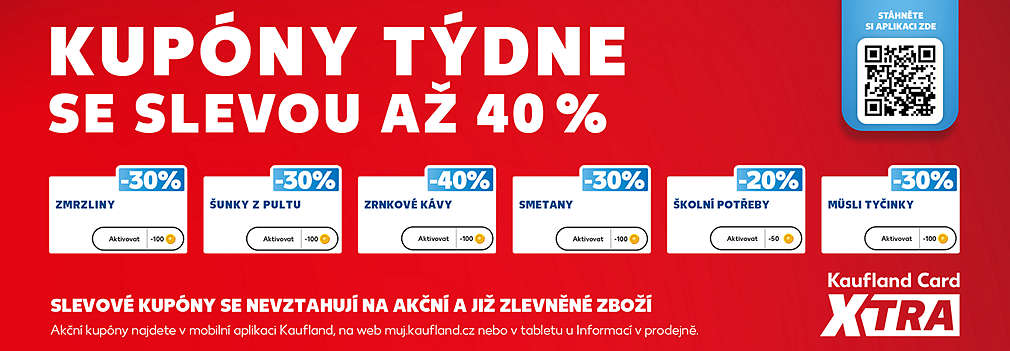 Kupóny týdne se slevou až 40 % - slevové kupóny se nevztahují na akční a již zlevněné zboží
