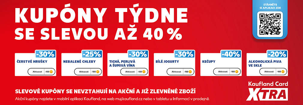 Kupóny týdne se slevou až 40 % - slevové kupóny se nevztahují na akční a již zlevněné zboží