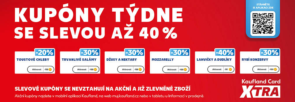Kupóny týdne se slevou až 40 % - slevové kupóny se nevztahují na akční a již zlevněné zboží
