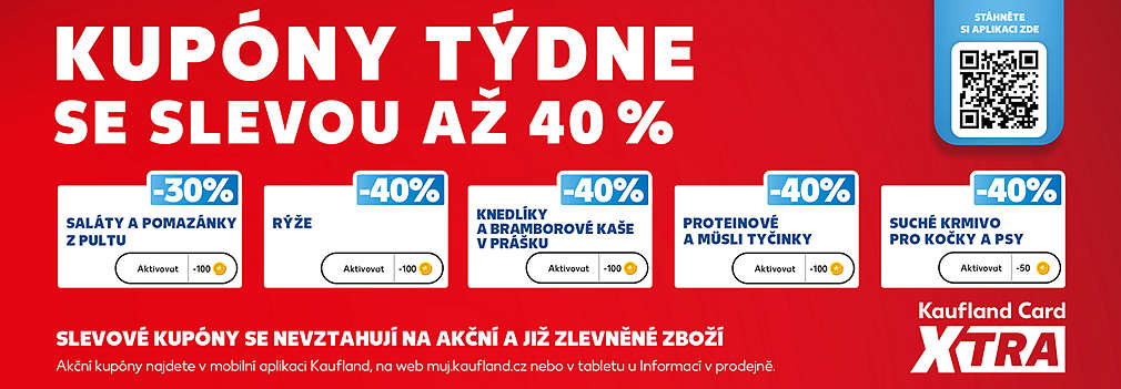 Kupóny týdne se slevou až 40 % - slevové kupóny se nevztahují na akční a již zlevněné zboží