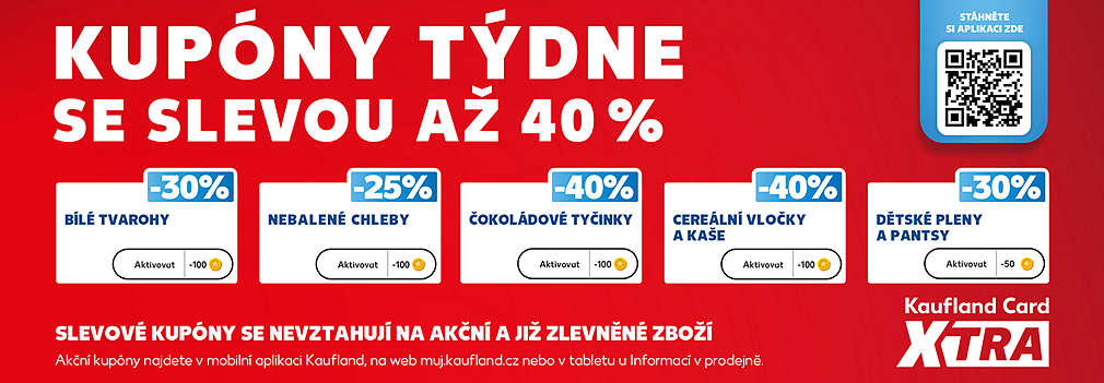 Kupóny týdne se slevou až 40 % - slevové kupóny se nevztahují na akční a již zlevněné zboží