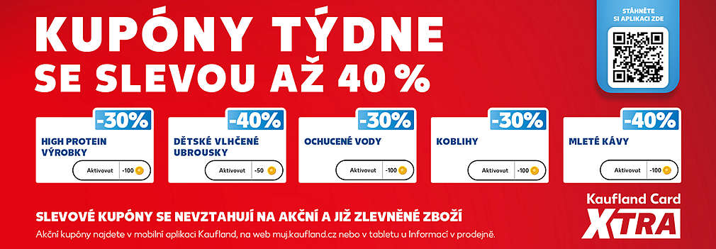 Kupóny týdne se slevou až 40 % - slevové kupóny se nevztahují na akční a již zlevněné zboží