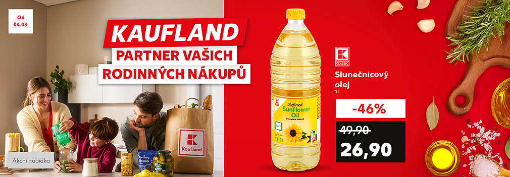 K-Classic Slunečnicový olej 1 l se slevou -46 % za 26,90 Kč