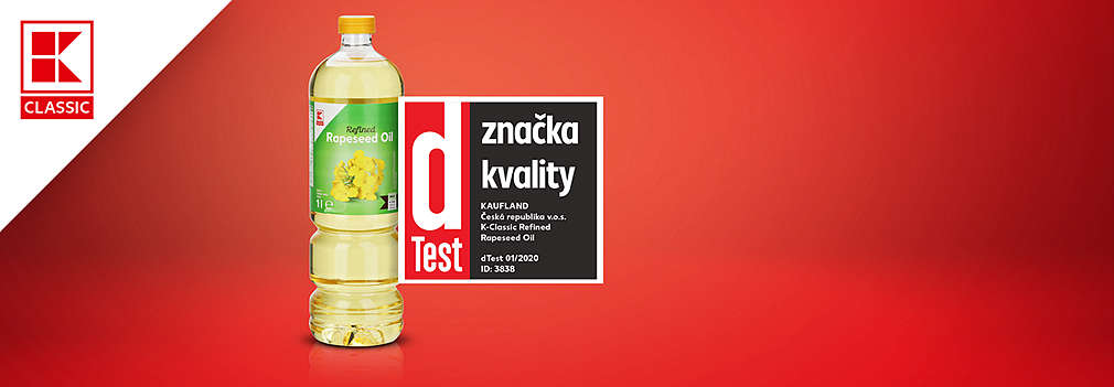 K-Classic řepkový olej - ocenění dTest značka kvality