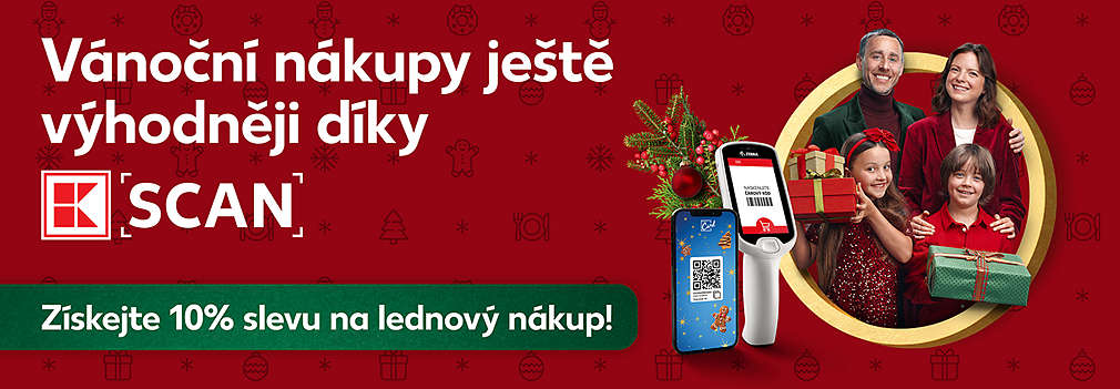 Rodina s dárky a text Vánoční nákupy ještě výhodněji díky K-Scan