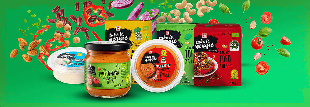 Velik izbor K-take it veggie namaza i narezaka.