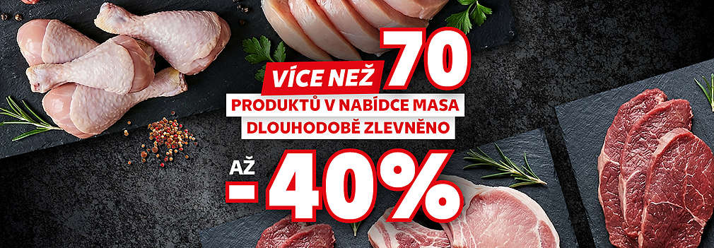 SLEVA -40 % NA MASO: Více než 70 produktů v nabídce masa dlouhodobě zlevněno až o 40 %