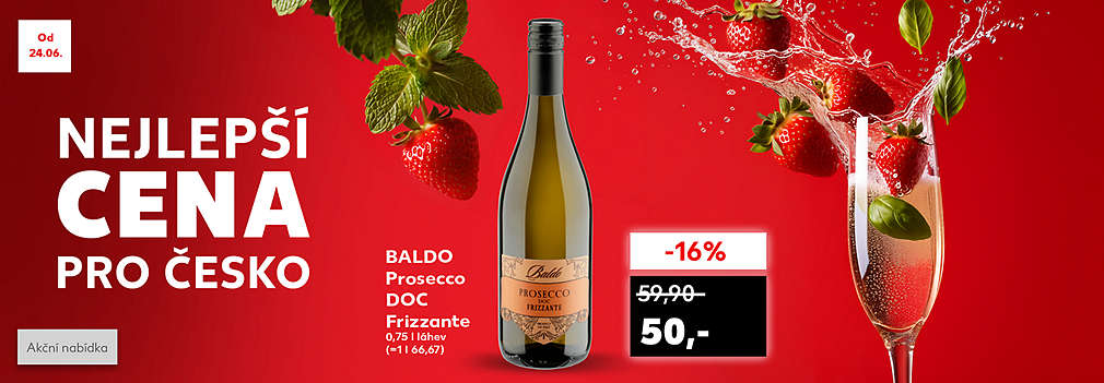 Nejlepší cena pro Česko: Baldo Prosecco DOC Frizzante 0,75 l láhev se slevou -16 % za 50 Kč