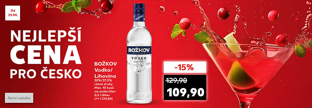 Nejlepší cena pro Česko: Božkov Vodka / Lihovina se slevou -15 % ZA 109,90 kČ