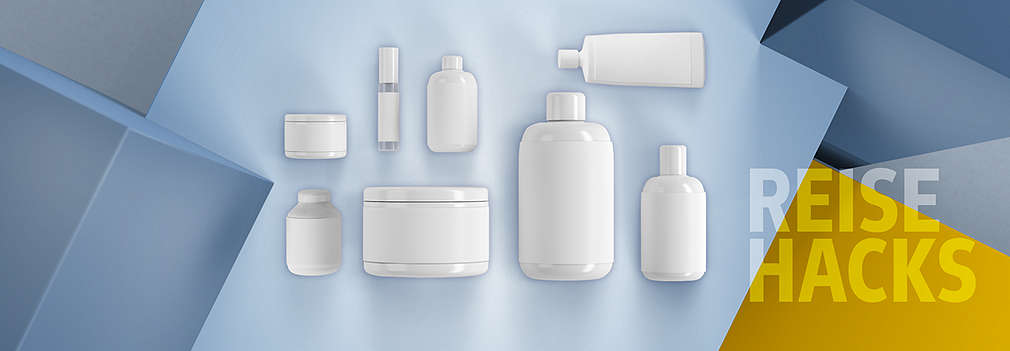 Verschiedene Tubengrößen zum Verstauen von Kosmetikartikeln