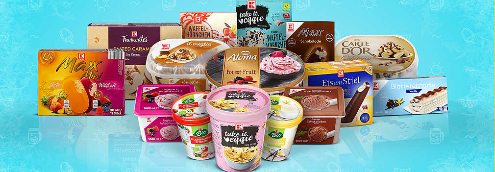 Изображение на различни видове сладолед, които може да откриеш в Kaufland