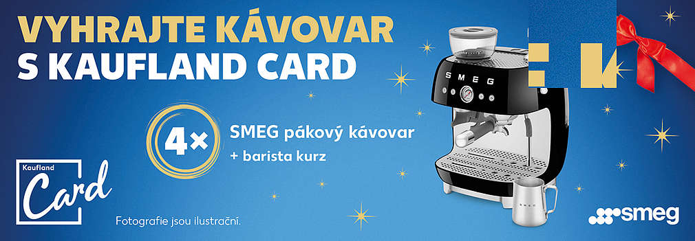 soutěž s Kaufland Card o 4x pákový kávovar SMEG a baristický kurz