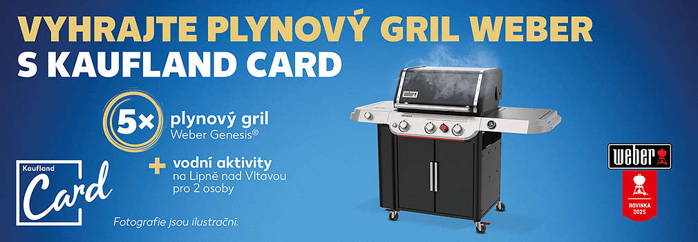 Vyhrajte plynový gril Weber s Kaufland Card a k tomu zážitek v podobě vodních aktivit na Lipně pro 2 osoby