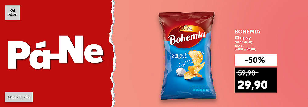 Pá-Ne: Bohemia Chipsy různé druhy 130 g se slevou -50 % za 29,90 Kč