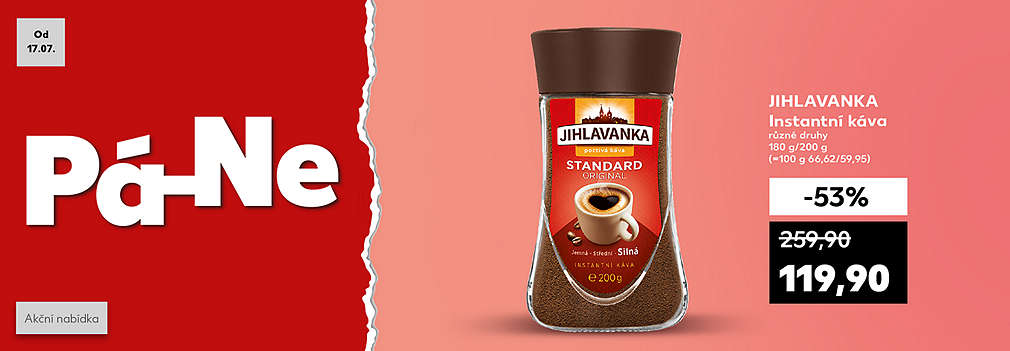 Super prodloužený víkend: JIHLAVANKA instantní káva se slevou -53 % za 119,90 Kč