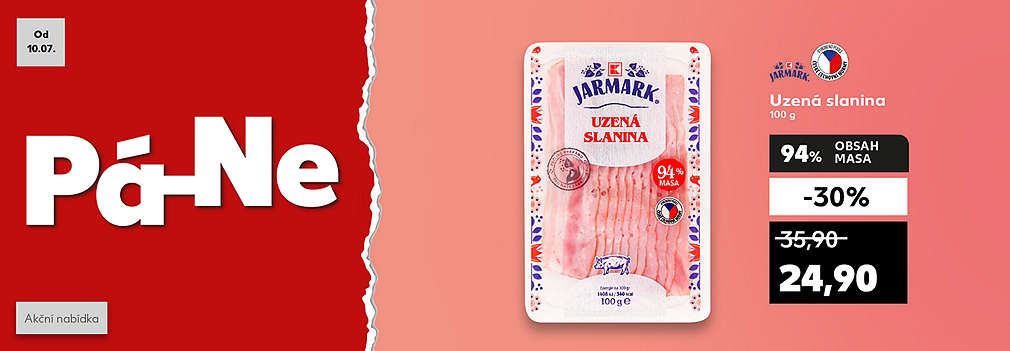 Super prodloužený víkend: K-Jarmark uzená slanina se slevou -30 % za 24,90 Kč