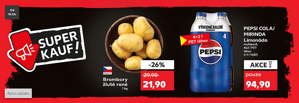 Superkauf akční nabídka: Brambory a Pepsi limonády