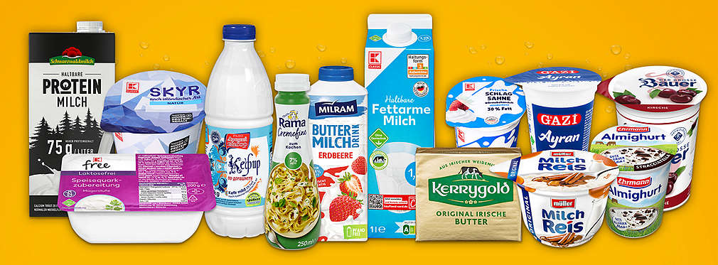 Verschiedene Produkte aus der Molkereiprodukteabteilung