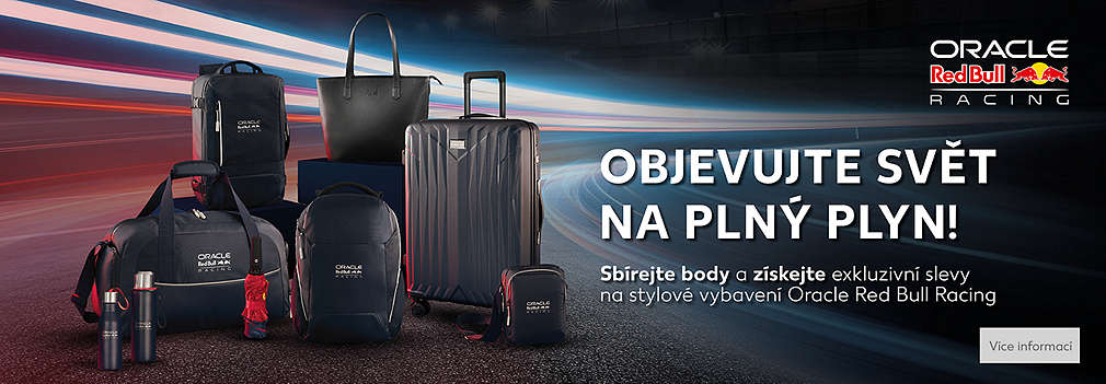 rodukty Red Bull a text Sbírejte body a získejte exkluzivní slevy na vybavení Oracle Red Bull Racing