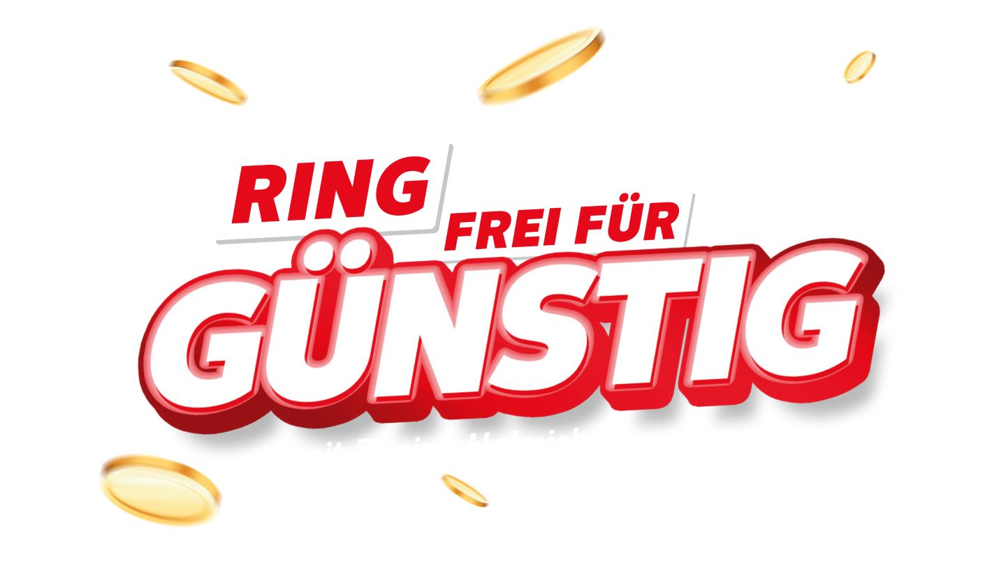 Stadion-Hintergrund; Schriftzug: Ring frei für günstig!