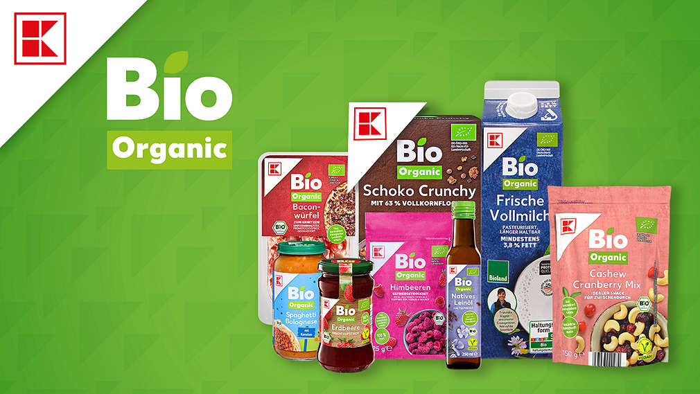 Produkty marki  K-BIO ORGANIC ustawione obok siebie
