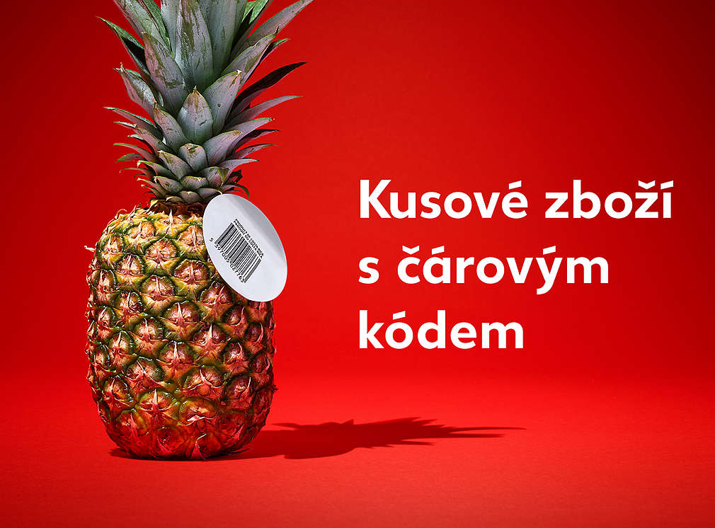 text Kusové zboží s čárovým kódem - ananas