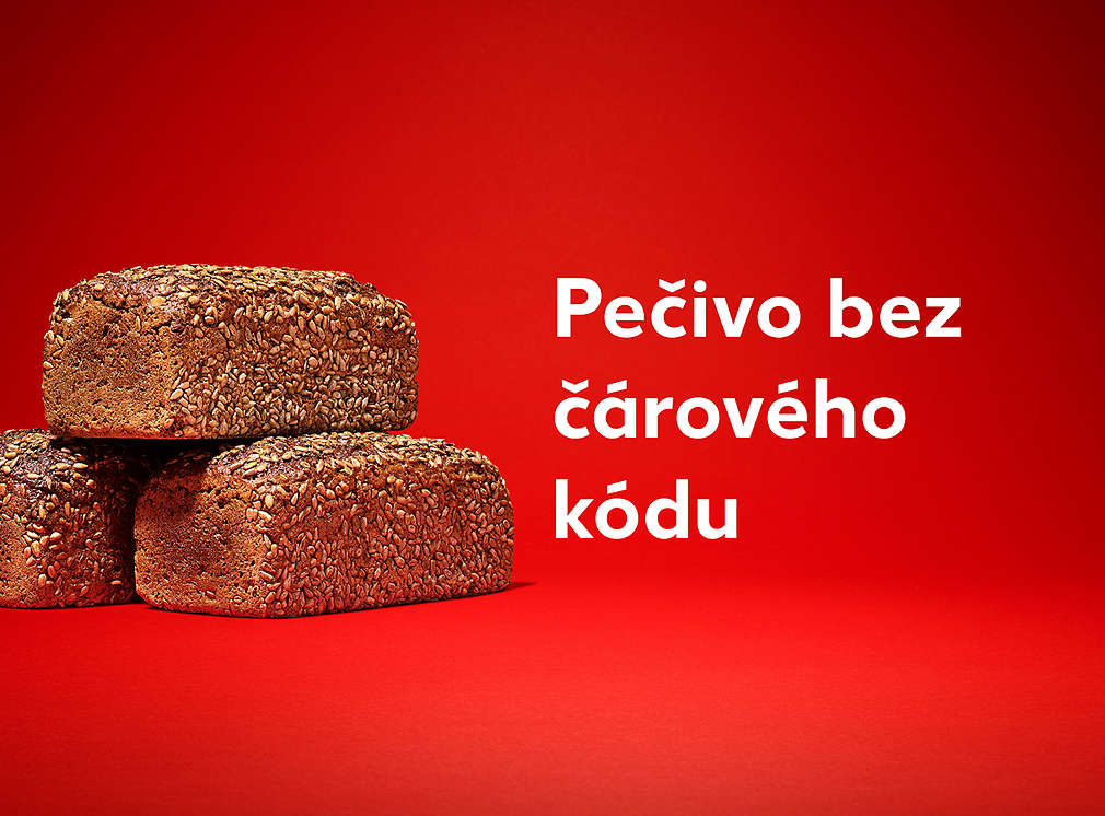 Chleba a text Pečivo bez čárového kódu