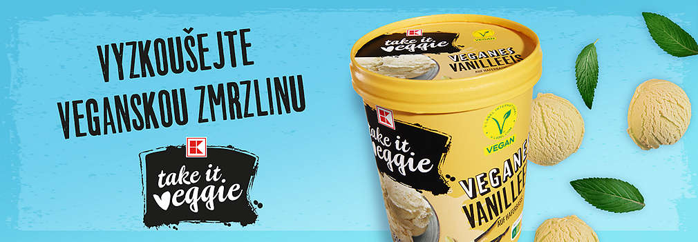 Vyzkoušejte vaganskou zmrzlinu: vanilková zmrzlina ve žlutém obalu K-take it veggie