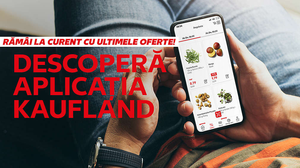 On a smartphone, the Kaufland app is open. You can see various Kaufland offers.