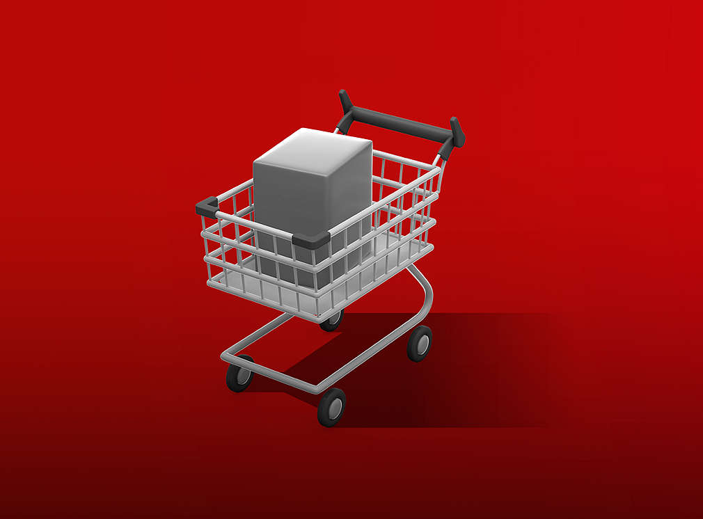gray icon with shopping cart and product