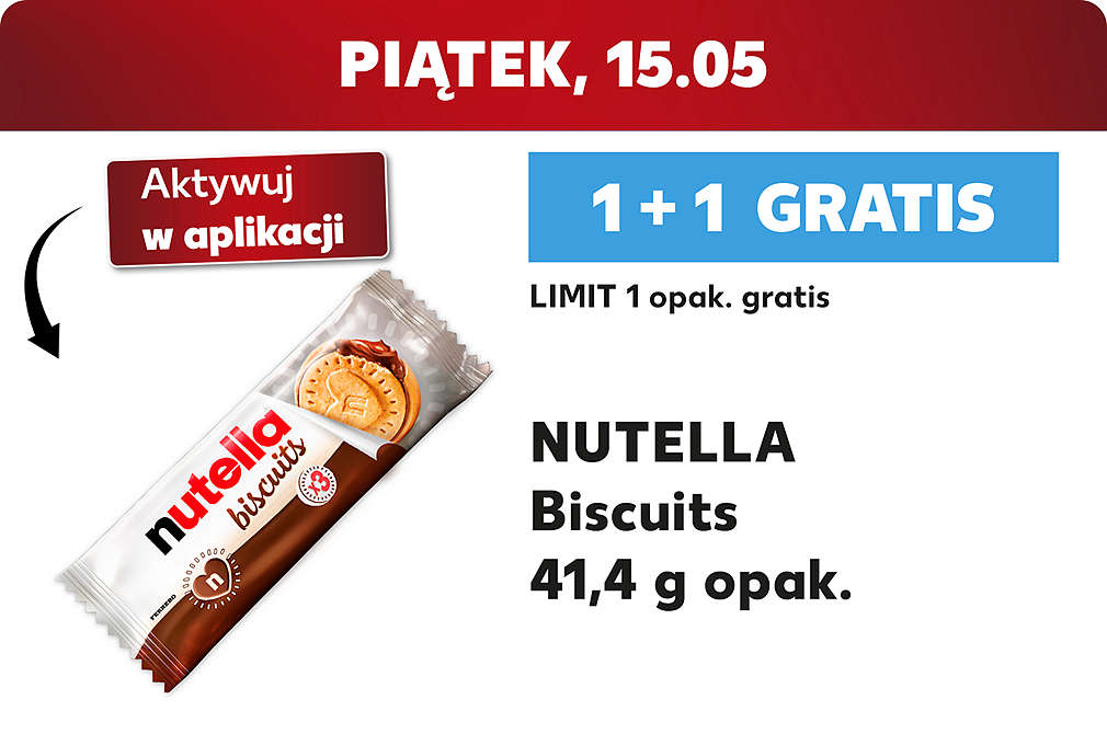 Kupon Codzienny Prezent z Kaufland Card XTRA na piątek 15.05- Nutella biscuits 1+1 gratis