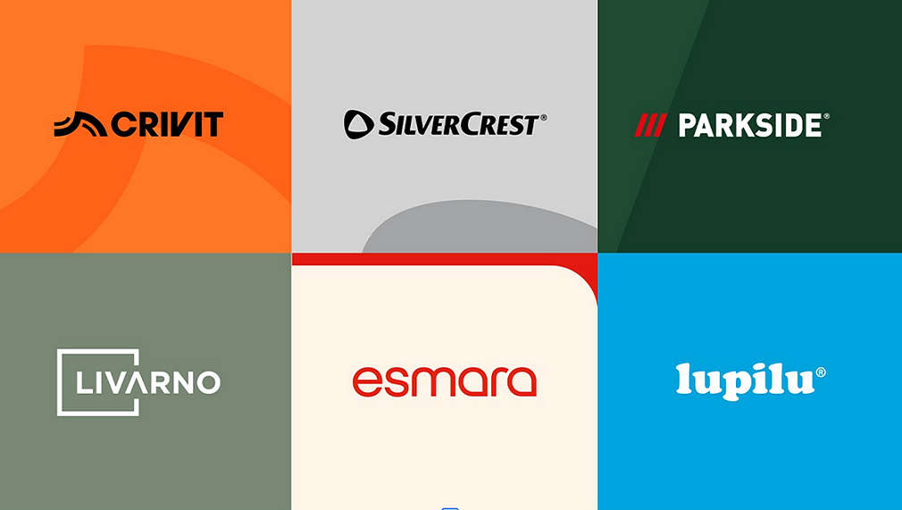 Logotypy Crivit, Parkside, Silvercrest, Livarno,