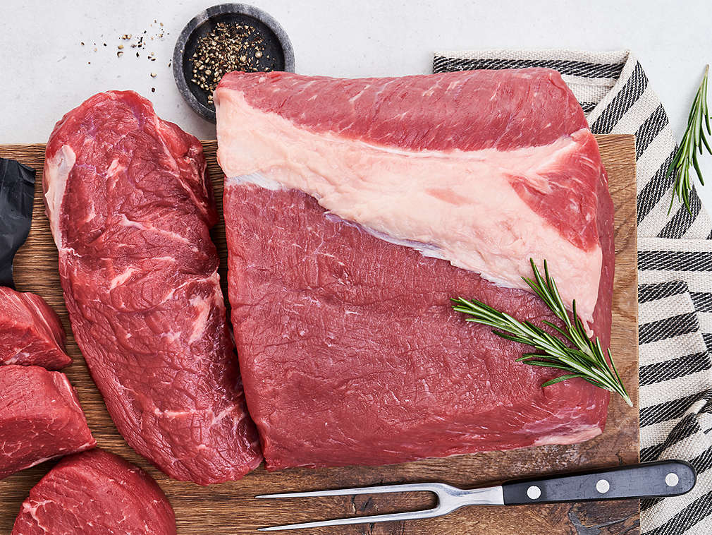 Detailný pohľad na čerstvé hovädzie mäso