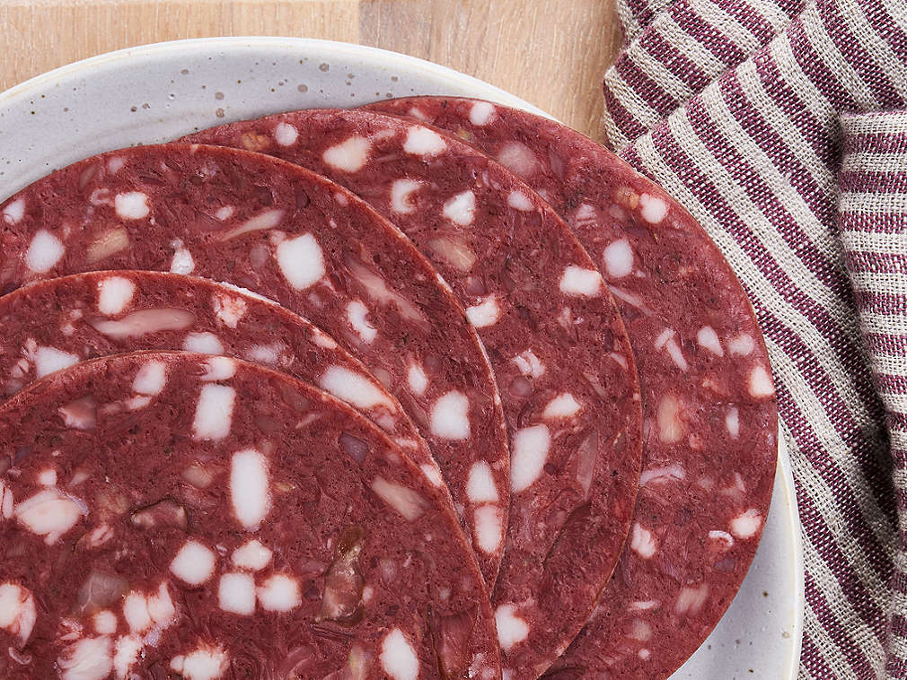 Frische Blutwurst in der Detailansicht