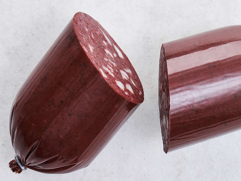 Frische Blutwurst in der Detailansicht