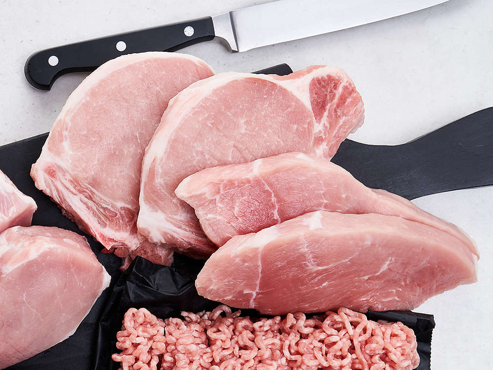 Detailansicht frischen Schweinefleischs
