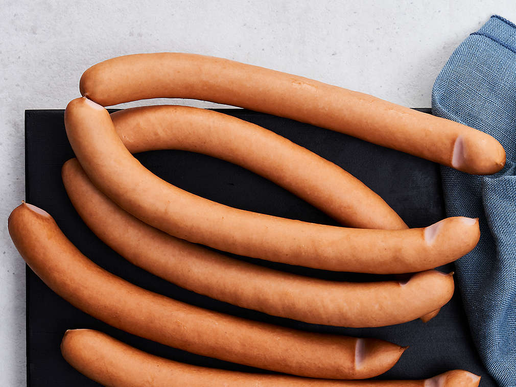 Cârnați vienezi proaspeți în detaliu