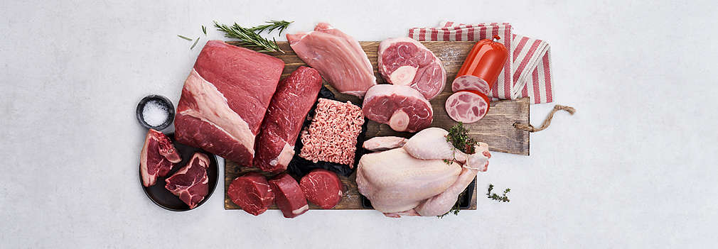 Изображение на различни видове прясно месо