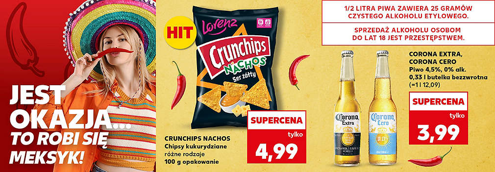 crunchips nachos i piwo corona