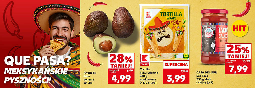 awokado, sos meksykański i tortille