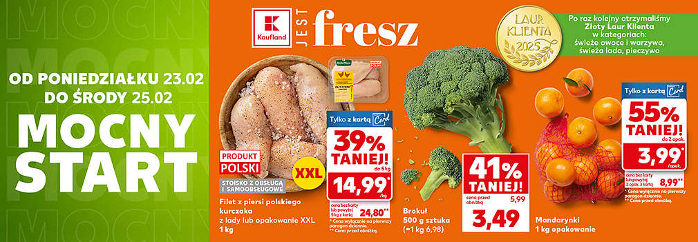 kurczak, brokuł i mandarynki