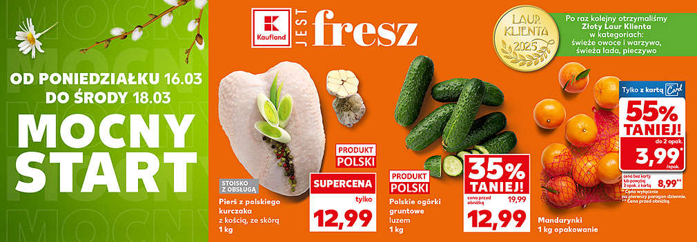 kurczak, ogórki i mandarynki