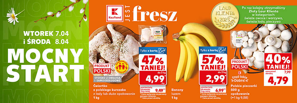 ćwiartka z kurczaka, banany, pieczarki